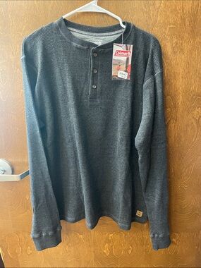 Coleman Charcoal Waffle Knit Henley Sweatshirt